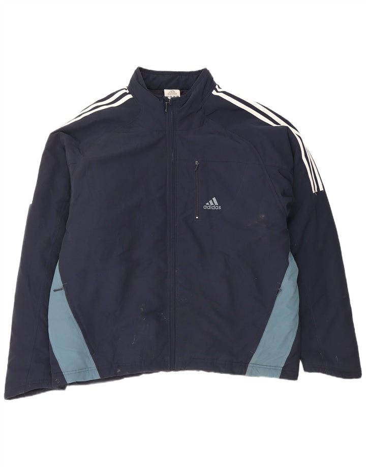 Мужской спортивный костюм Adidas с графическим рисунком, большая куртка из темно-синего полиэстера