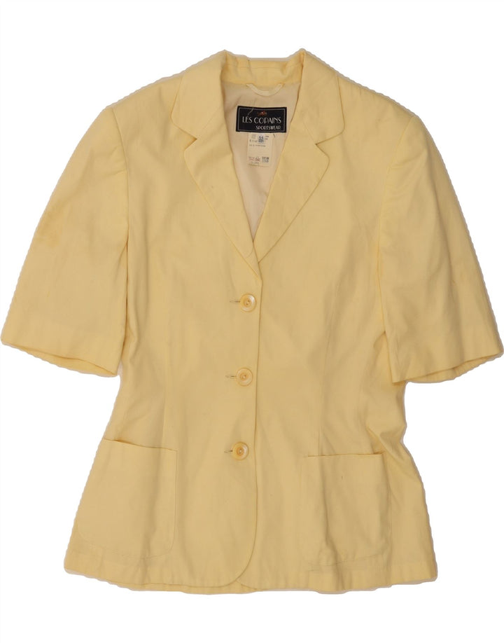 LES COPAINS Womens Short Sleeve Cardigan Top IT 44 Medium Yellow Cotton Vintage Les Copains and Second-Hand Les Copains from Messina Hembry 