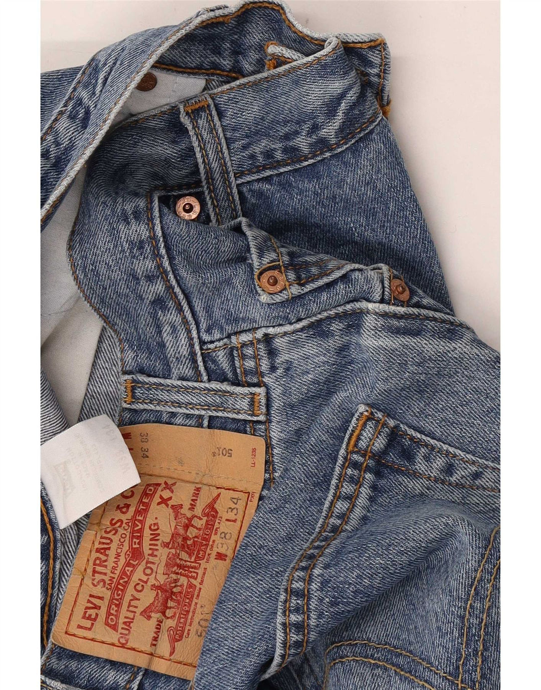 Мужские прямые джинсы Levi's 501 W38 L34 синие, хлопковые, классические