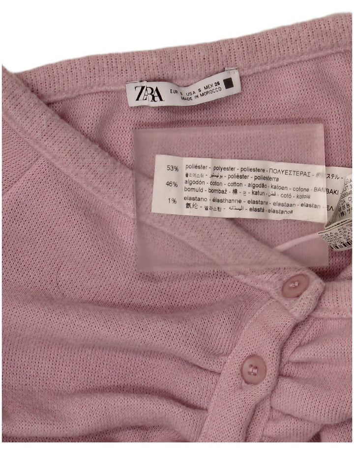 Женский укороченный топ с открытыми плечами Zara UK 8, маленький розовый полиэстер