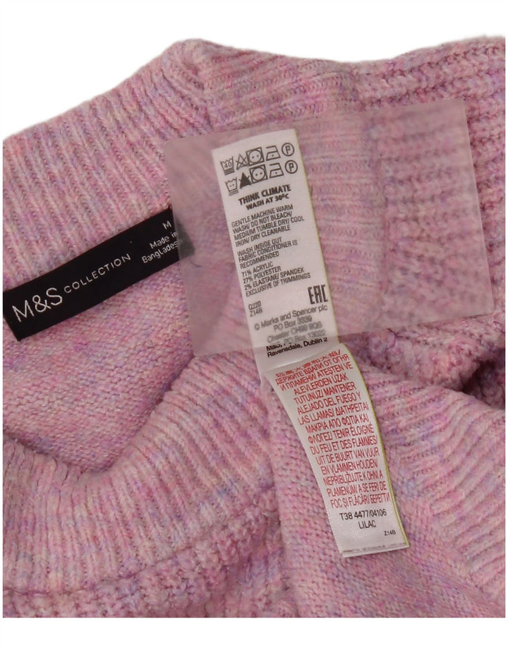 Женский джемпер с круглым вырезом Marks & Spencer UK 14, средний розовый акрил