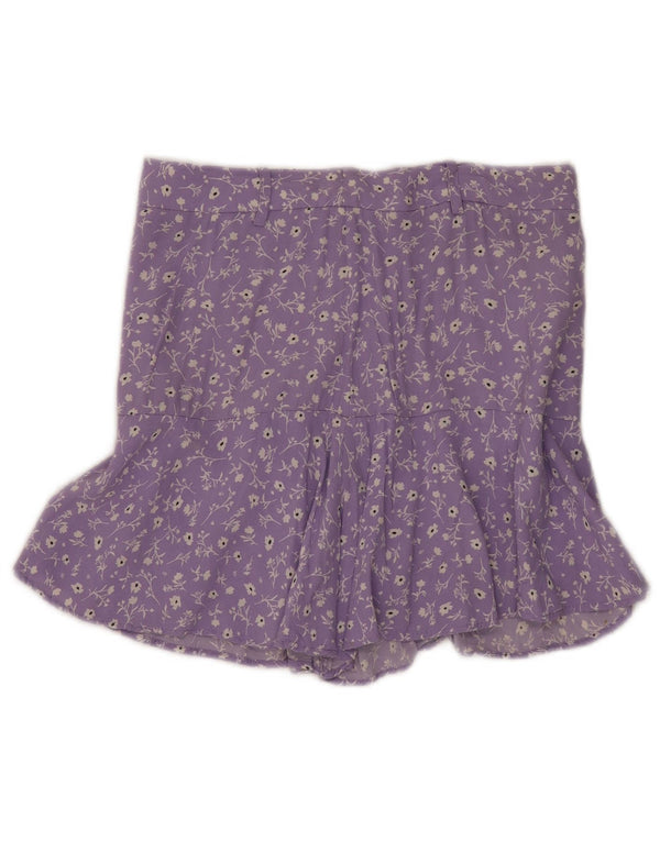 Женская мини-юбка Zara Medium W28 из вискозы фиолетового цвета с цветочным принтом