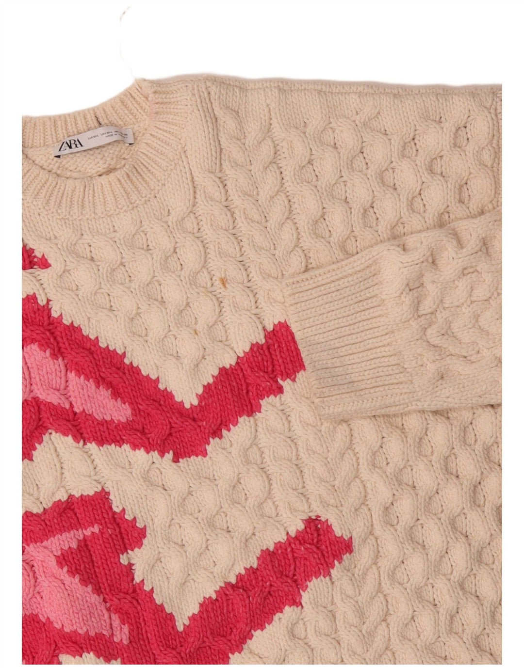 Женский джемпер с круглым вырезом Zara UK 14, средний белый полиэстер