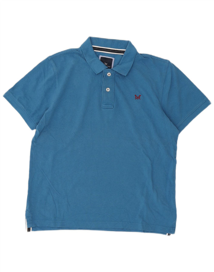 Crew Clothing Мужская рубашка-поло из хлопка среднего синего цвета