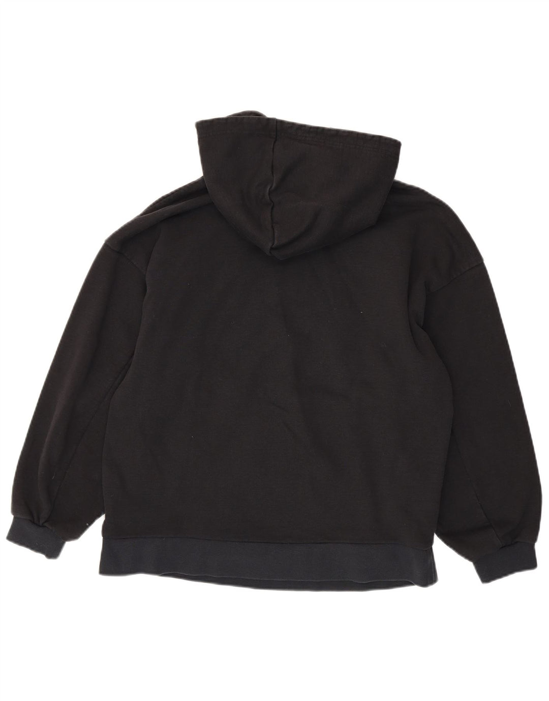 Женский джемпер с капюшоном оверсайз ADIDAS UK 10, маленький, черный, хлопок с цветочным принтом