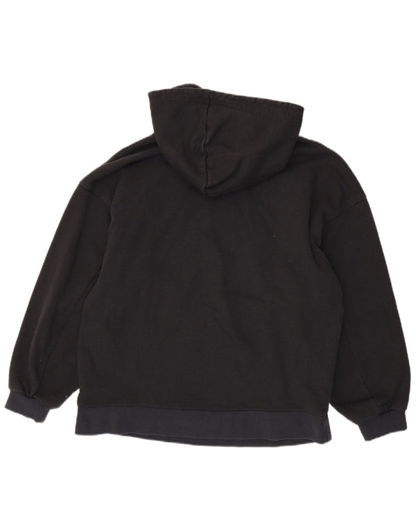 Женский джемпер с капюшоном оверсайз ADIDAS UK 10, маленький, черный, хлопок с цветочным принтом