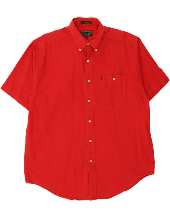 ALEXANDER JULIAN Mens Short Sleeve Shirt Large Red Cotton Vintage Alexander Julian and Second-Hand Alexander Julian from Messina Hembry 