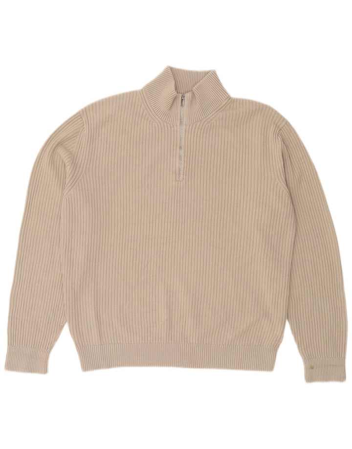 Мужской свитер с воротником на молнии Massimo Dutti, средний бежевый, хлопок