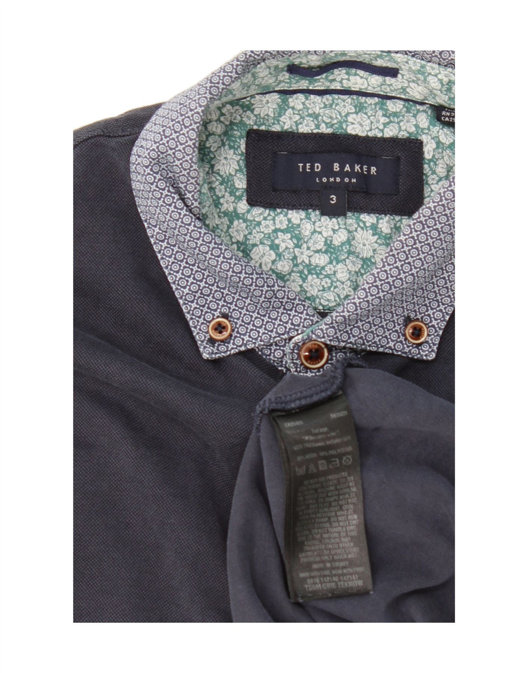 TED BAKER Mens Polo Shirt Size 3 Medium Navy Blue Modal Vintage Ted Baker and Second-Hand Ted Baker from Messina Hembry 