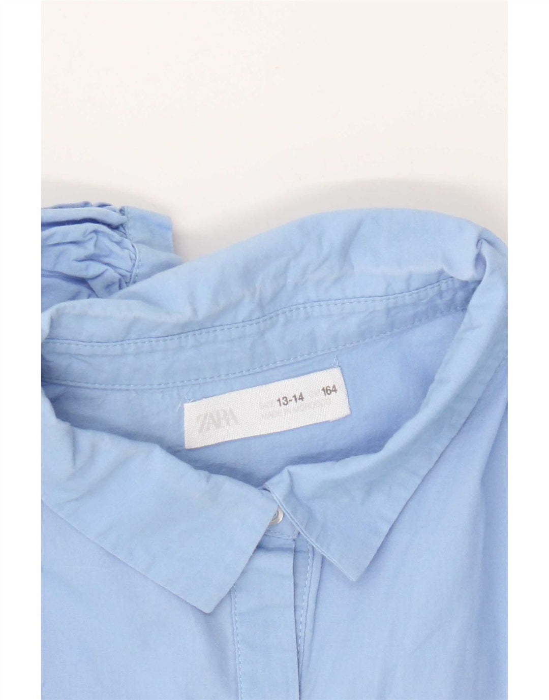 Блузка-рубашка с рюшами спереди Zara для девочек 13–14 лет, синяя