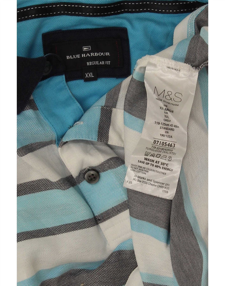 Мужская рубашка-поло Marks & Spencer Blue Harbour 2XL в разноцветную полоску