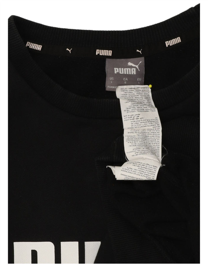 Мужской свитшот с рисунком Puma, большой черный хлопковый джемпер