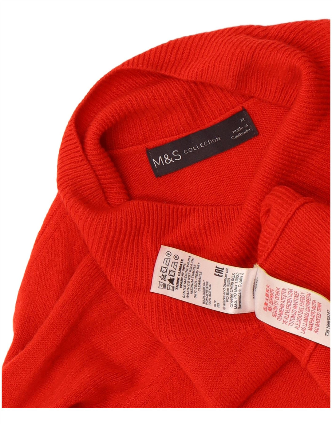 Женский джемпер с высоким воротником Marks & Spencer UK 14, средний красный