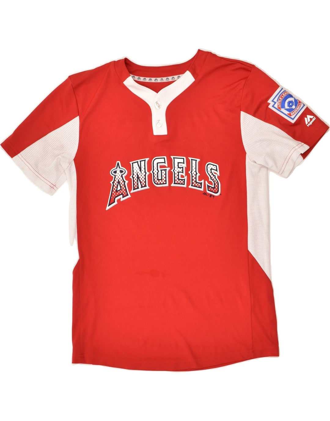 MAJESTIC Boys Angels Jersey Top 12-13 Years Large Red Colourblock | Vintage Majestic | Thrift | Second-Hand Majestic | Used Clothing | Messina Hembry 