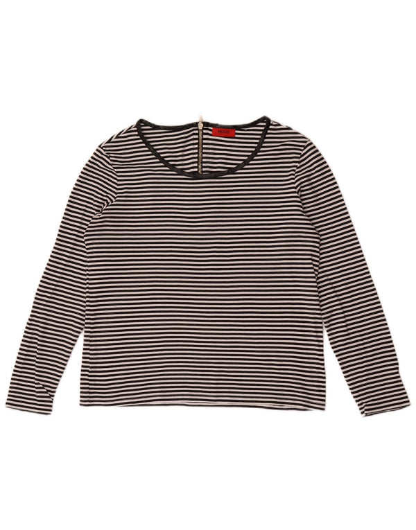 Женский топ с длинным рукавом Hugo Boss UK 12, средний, черный в полоску