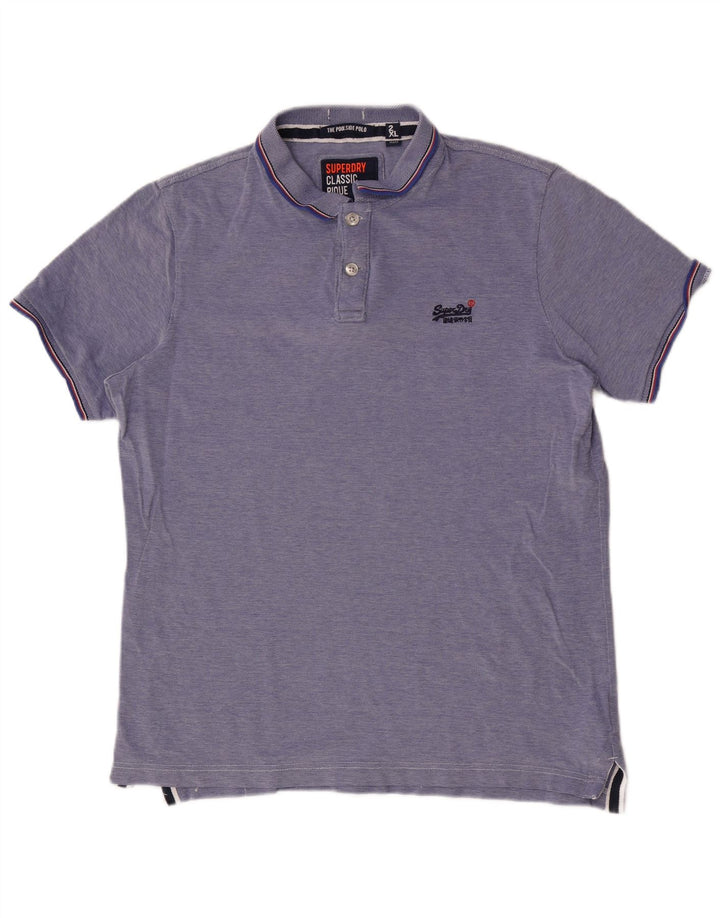 SUPERDRY Мужская рубашка-поло 2XL, синяя, хлопок