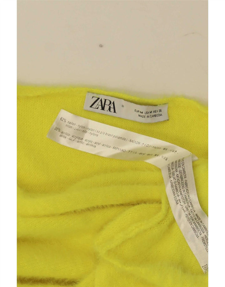 Женский укороченный топ Zara с длинным рукавом UK 14, средний желтый нейлон