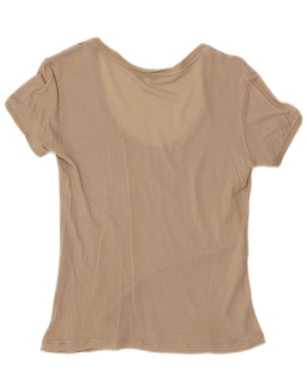 ARMANI JEANS Womens Graphic T-Shirt Top EU 42 Large Beige