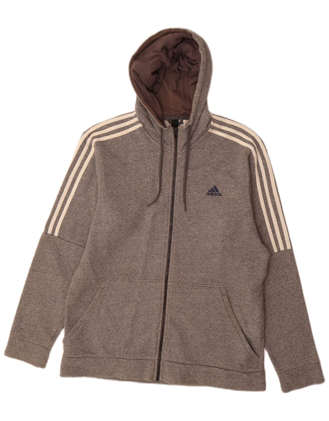 Мужской свитер с капюшоном на молнии Adidas, большой серый хлопок
