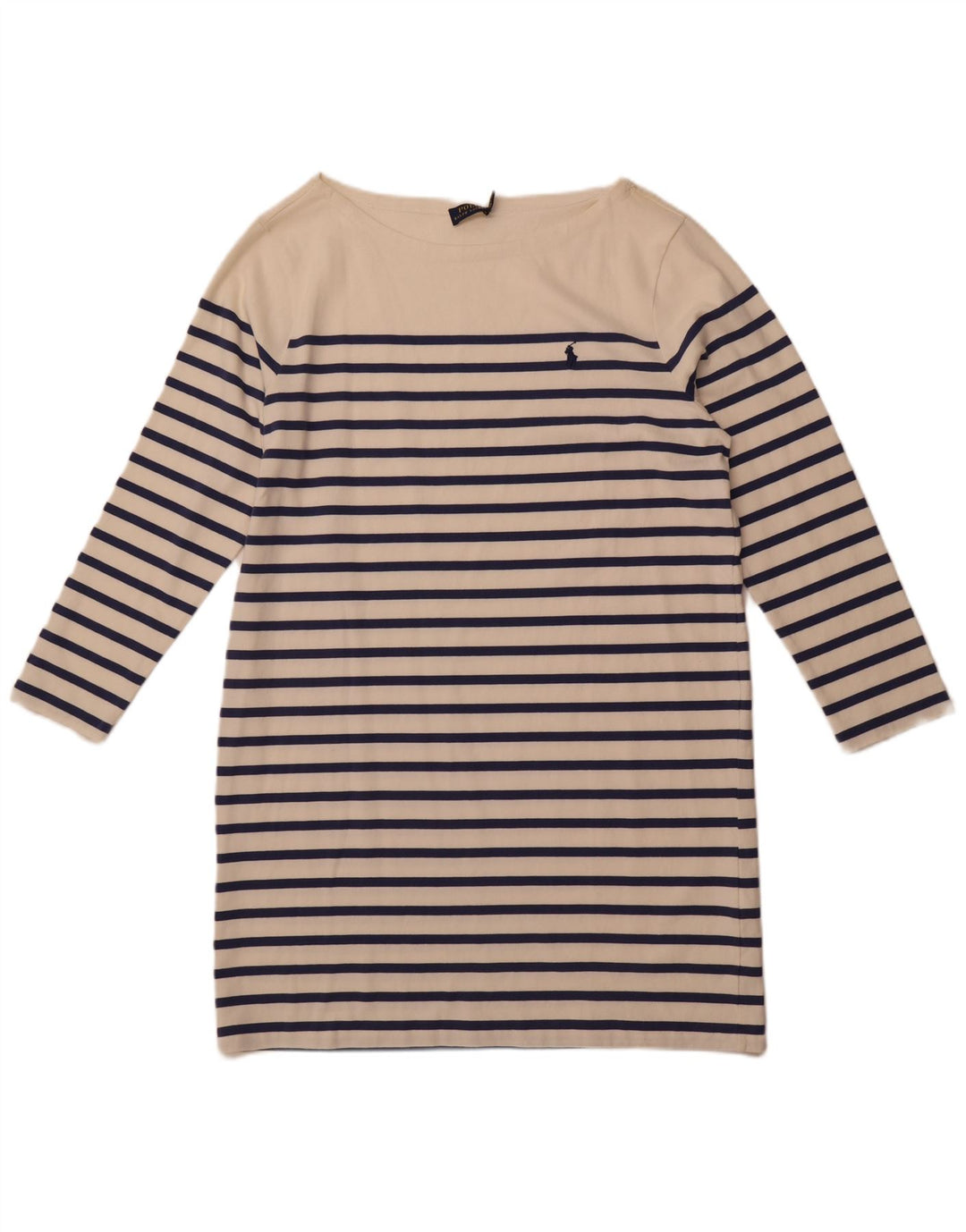 Женское платье-футболка с длинным рукавом POLO RALPH LAUREN UK 18 XL, белая полоска