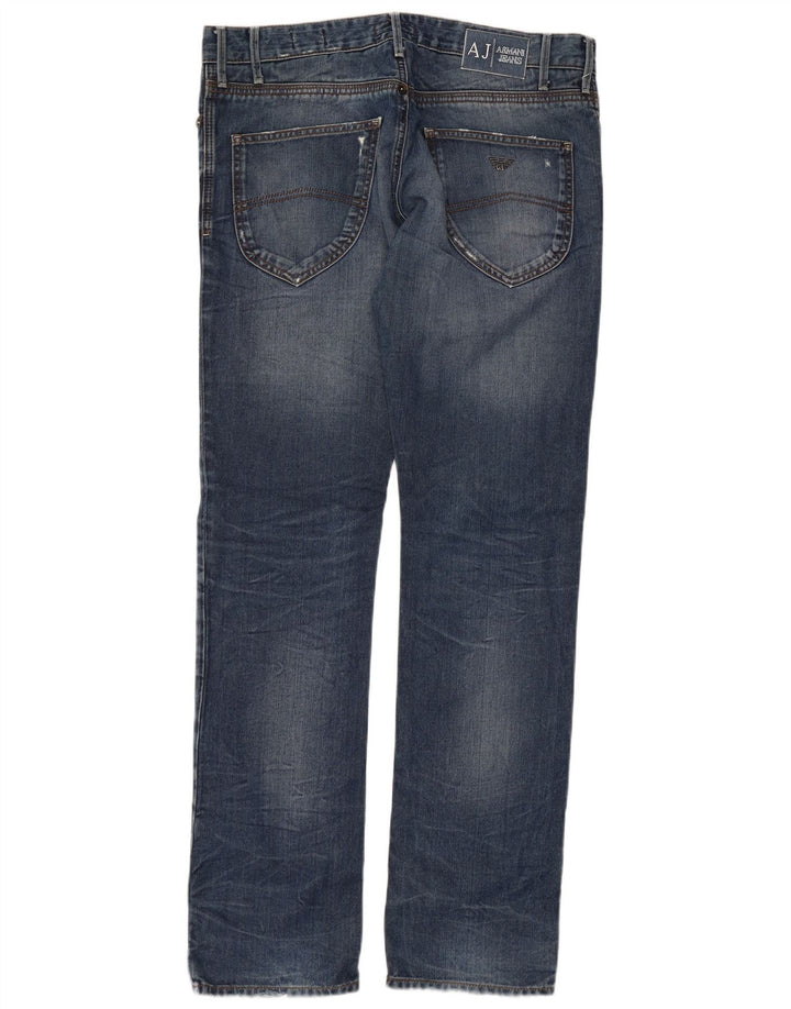 Мужские потертые узкие джинсы Armani W33 L33 синие, хлопок