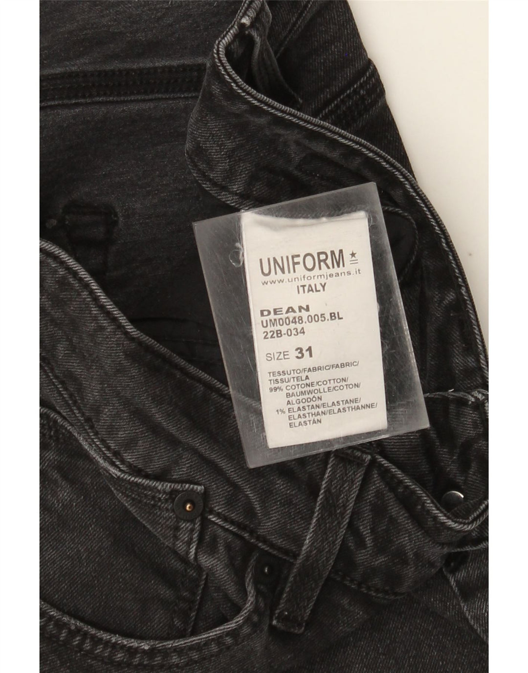 Униформа Мужские джинсы Dean Slim W31 L26, черный хлопок