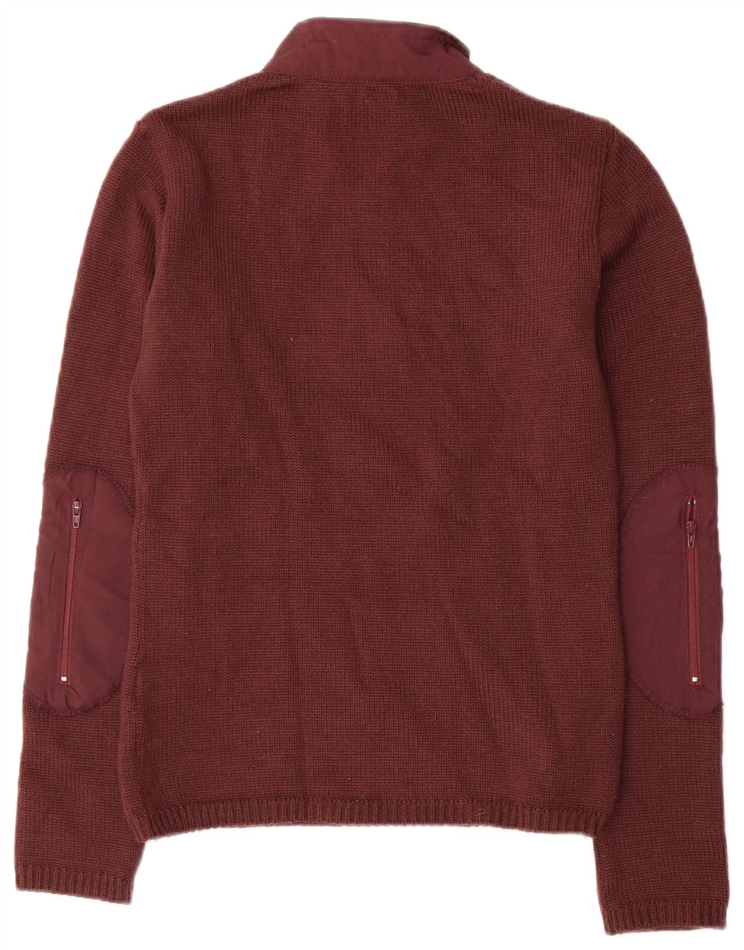 Женский свитер FILA с воротником на молнии UK 12, средний темно-бордовый шерстяной свитер