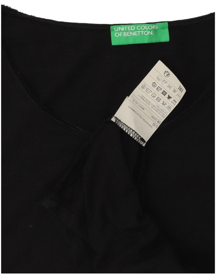 Мужской топ Benetton с длинным рукавом, большой черный хлопок