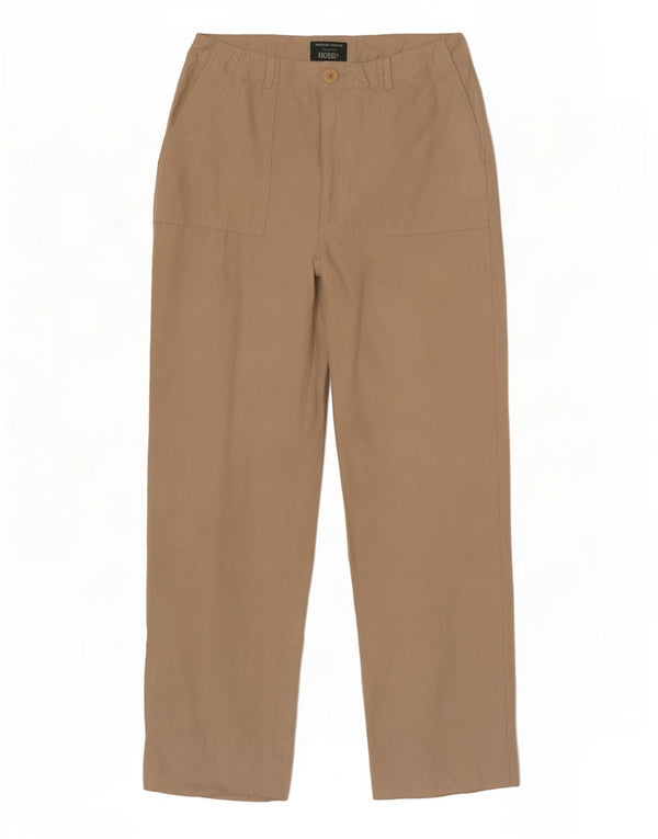 Женские прямые брюки чинос Hobbs UK 10, маленькие W26 L29, бежевые, шелковые