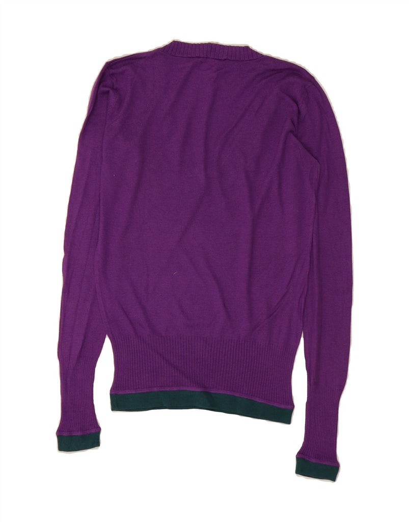 DIESEL Womens Oversized V-Neck Jumper Sweater UK 6 XS Purple Colourblock Vintage Diesel and Second-Hand Diesel from Messina Hembry 