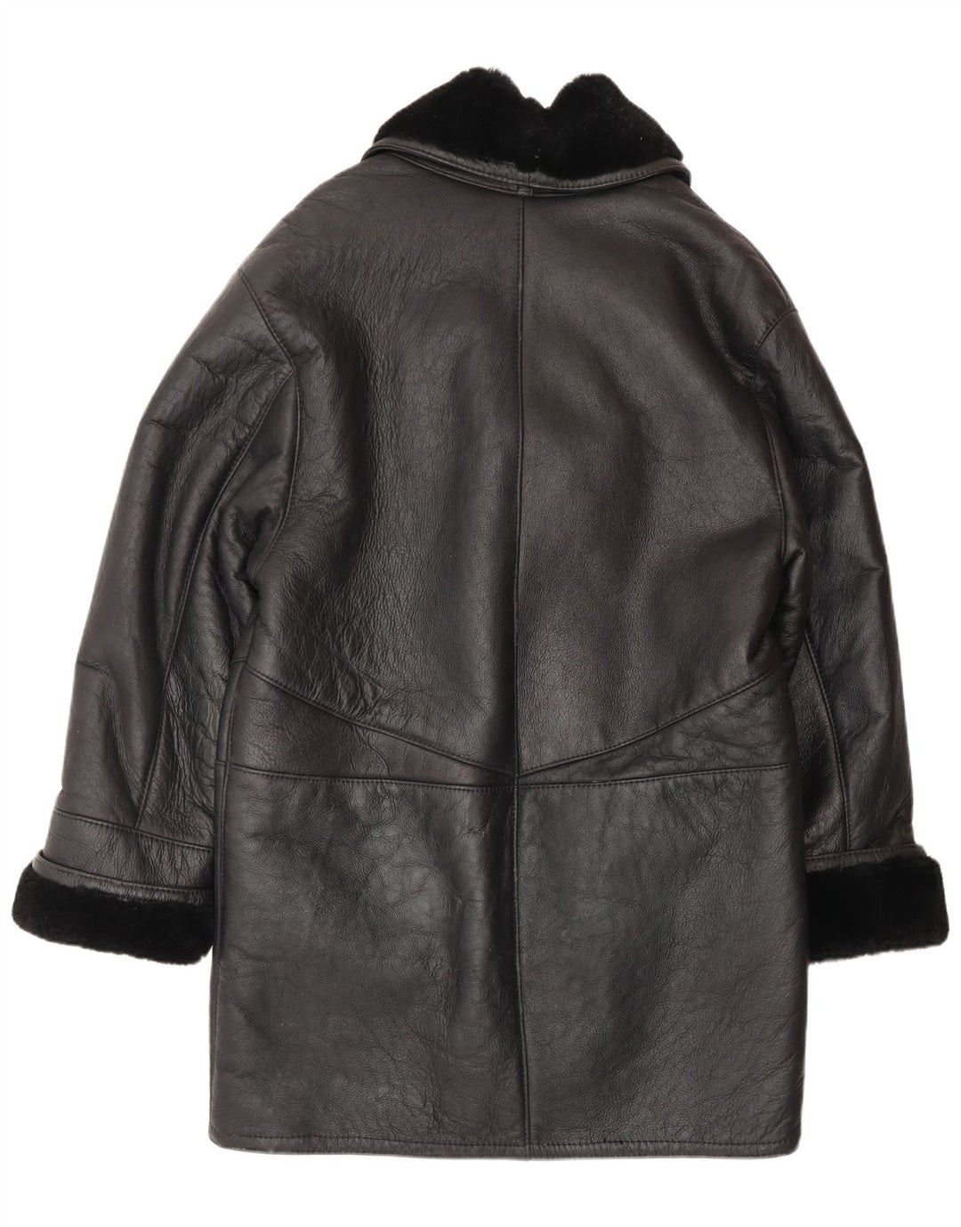 ВИНТАЖНАЯ женская дубленка оверсайз UK 16, большая черная