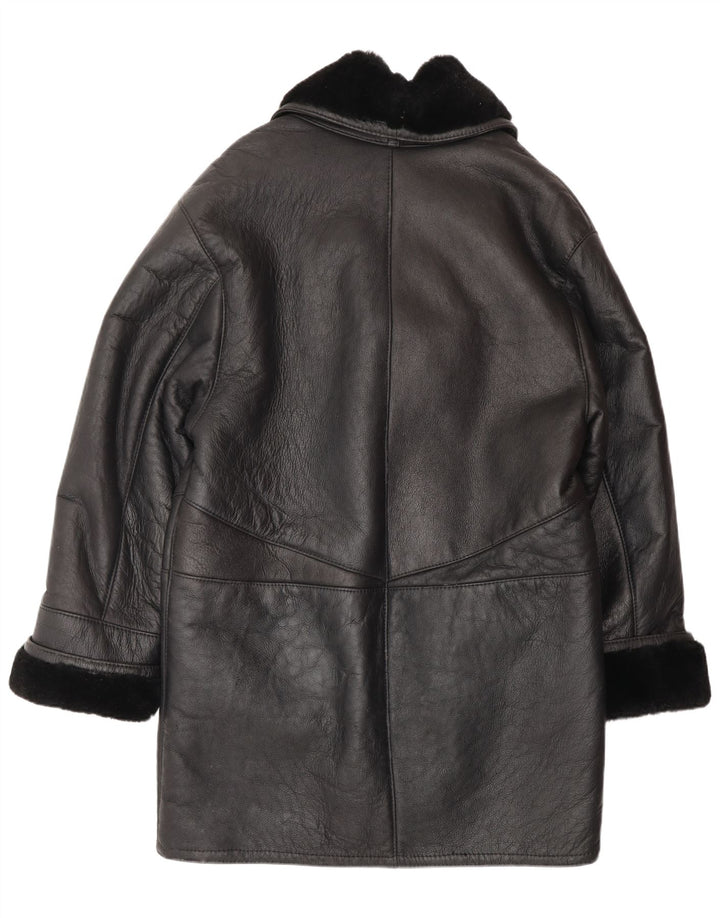 ВИНТАЖНАЯ женская дубленка оверсайз UK 16, большая черная