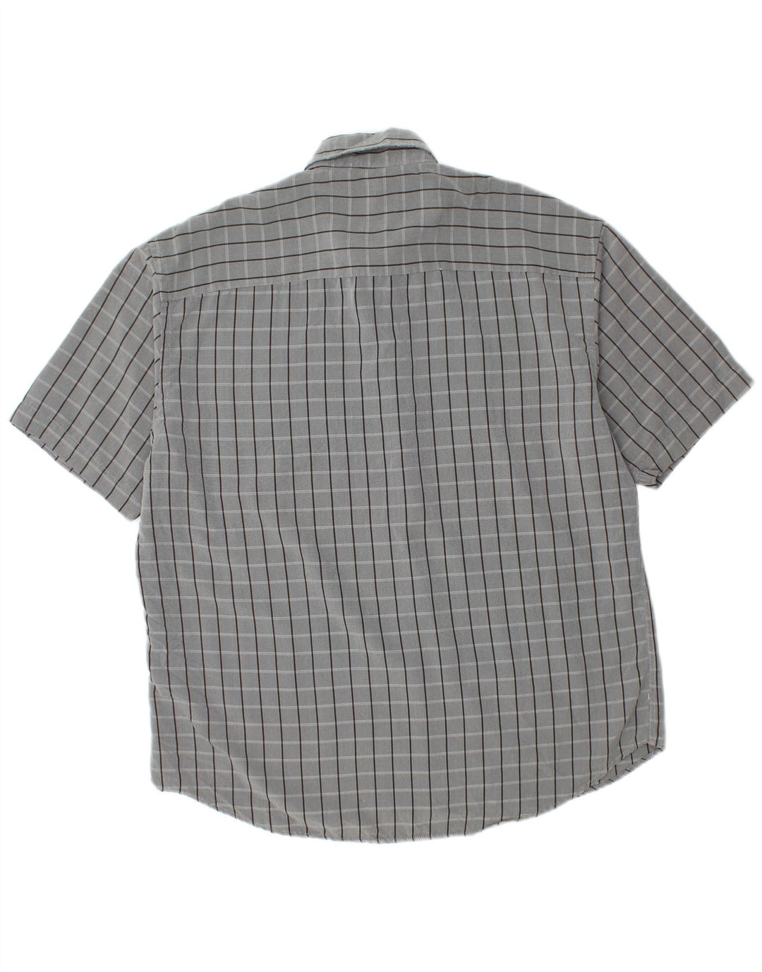 Мужская рубашка с коротким рукавом Pierre Cardin XL серая в клетку из полиэстера
