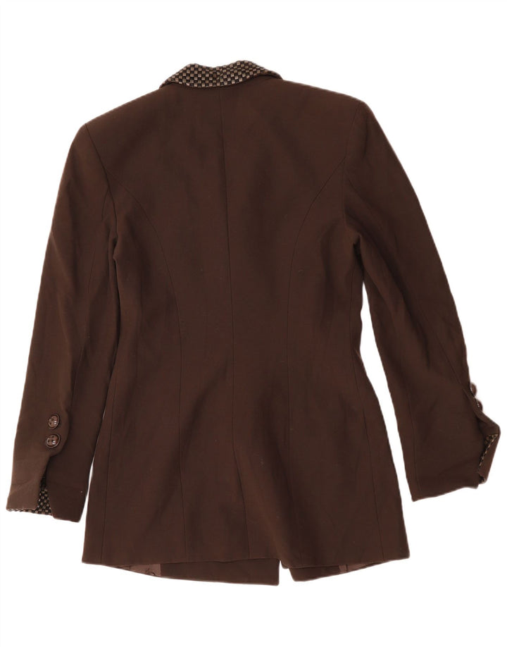 Caloma Женский удлиненный пиджак IT 44 Средний коричневый с геометрическим узором