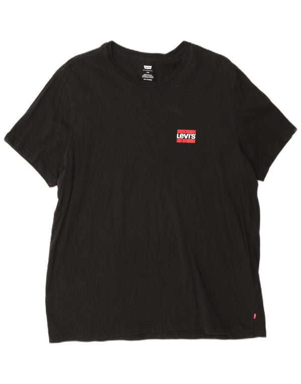 Мужская футболка приталенного кроя с рисунком Levi's, топ 2XL, черный хлопок
