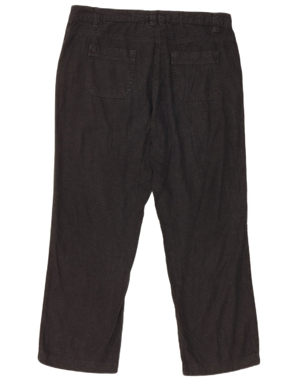 Женские прямые укороченные брюки M&Co UK 12 Medium W34 L26, черные льняные
