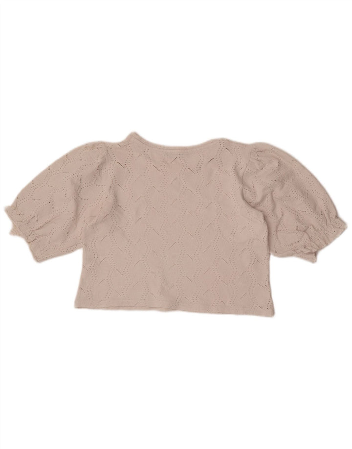 Женская укороченная блузка Zara UK 12, средний белый хлопок, белый цвет