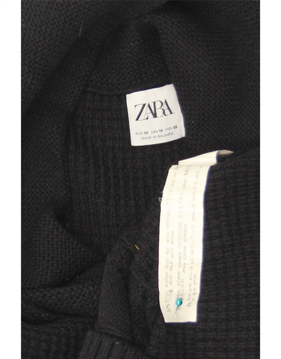 Мужской джемпер Zara с отложным воротником, средний черный акрил