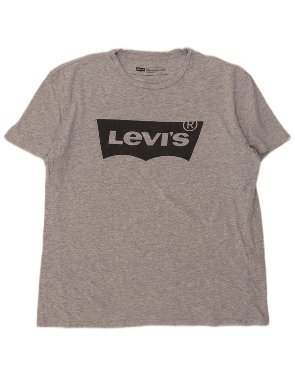 Levi's Womens Standard Fit Graphic T-Shirt Top UK 16 Large Grey Flecked
