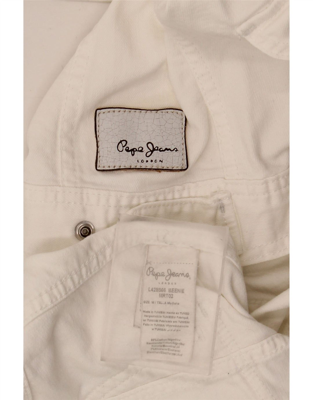 Женская укороченная джинсовая куртка PEPE Jeans UK 12, средний белый хлопок