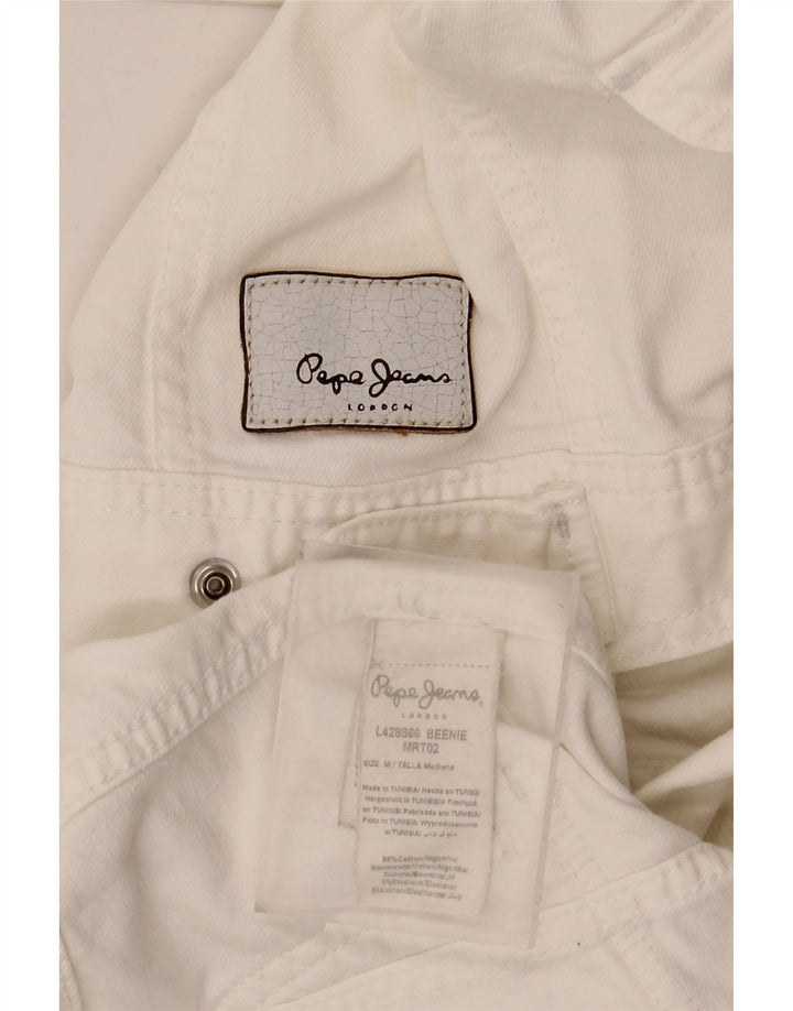 Женская укороченная джинсовая куртка PEPE Jeans UK 12, средний белый хлопок