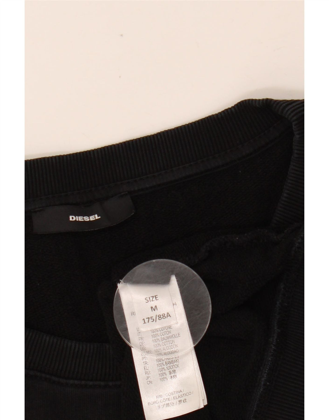 Женский свитер с рисунком DIESEL UK 14, средний черный хлопковый джемпер