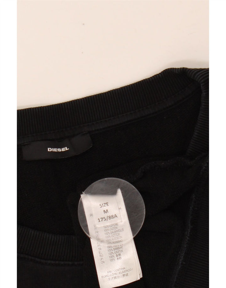 Женский свитер с рисунком DIESEL UK 14, средний черный хлопковый джемпер