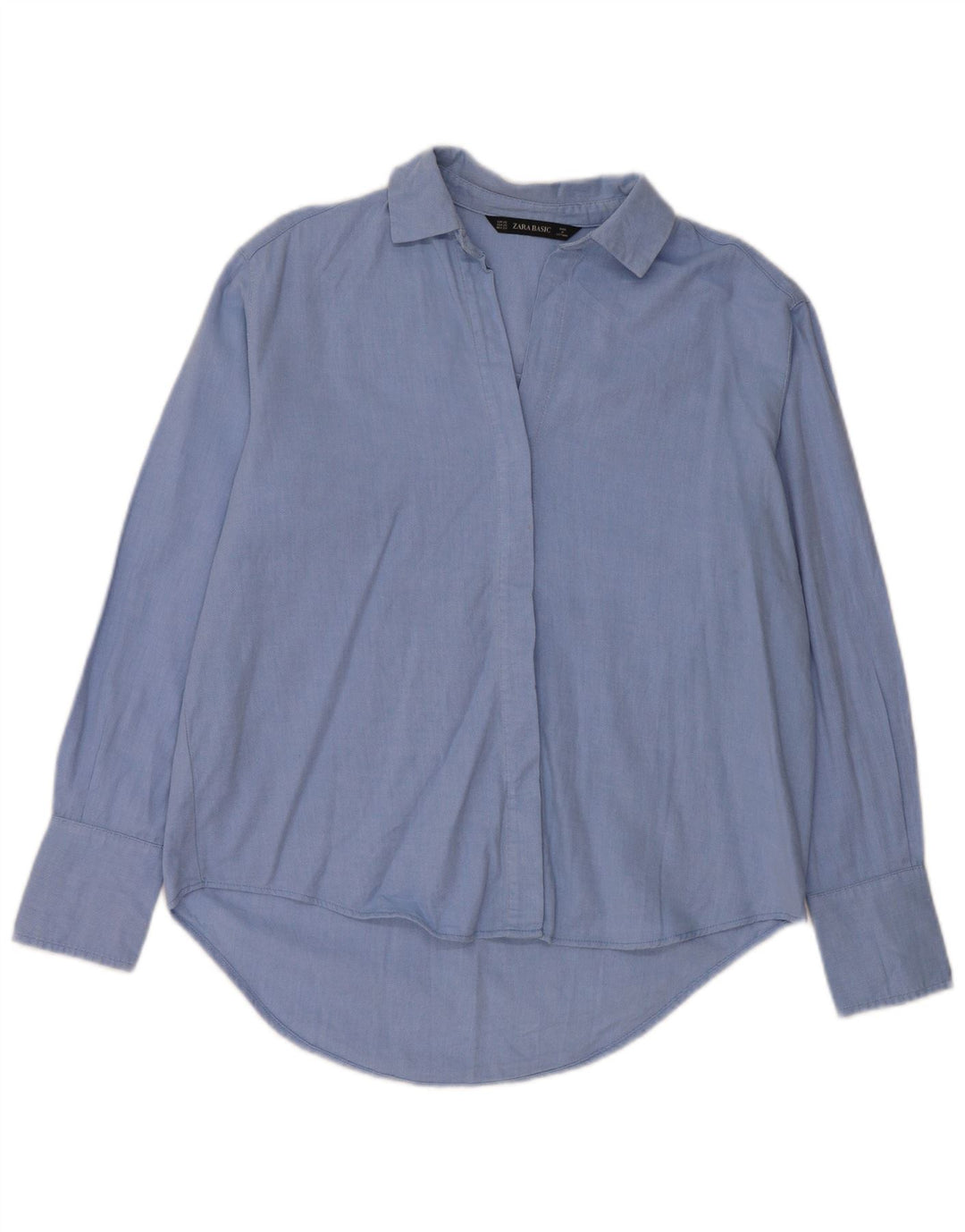 Женская рубашка оверсайз Zara UK 6 XS, синяя, хлопок