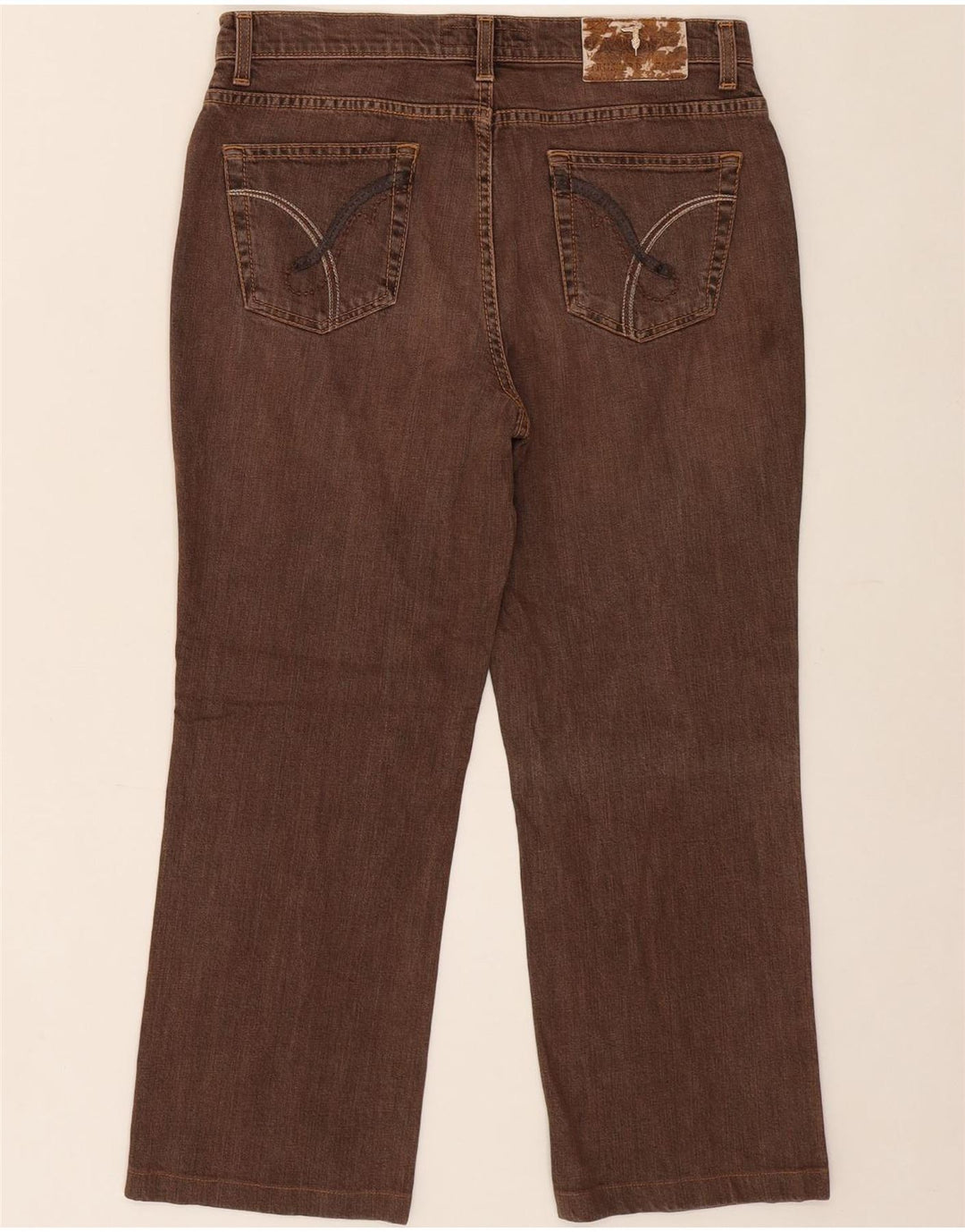 TRUSSARDI Mens Straight Jeans W31 L26 Brown Cotton Vintage Trussardi and Second-Hand Trussardi from Messina Hembry 