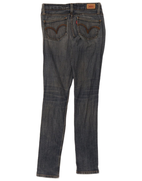 Женские джинсы скинни Levi's 524 Too Superlow с потертостями США 0 XS W30 L30 Синие