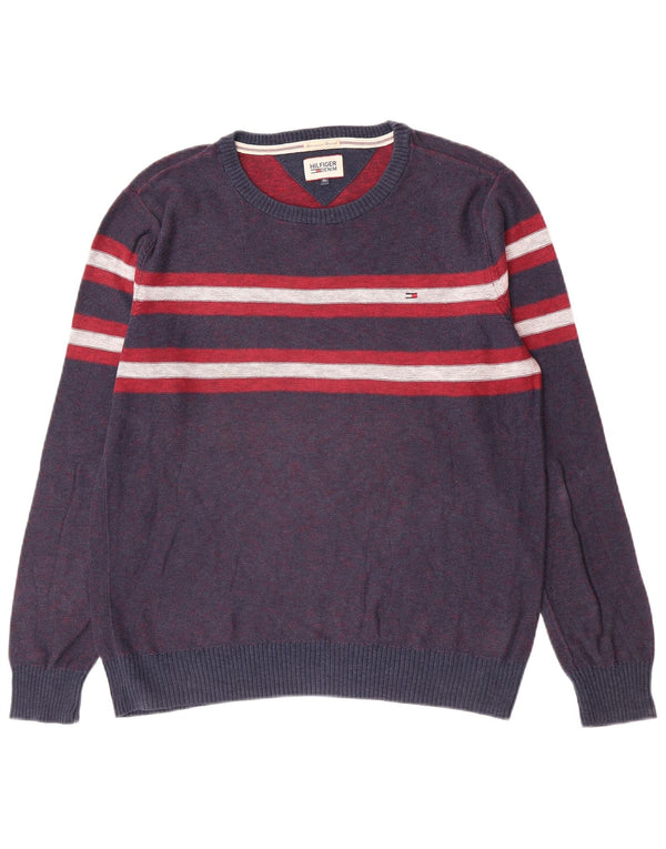 Свитер Tommy Hilfiger для мальчиков с круглым вырезом 14–15 лет, размер XL, в синюю полоску