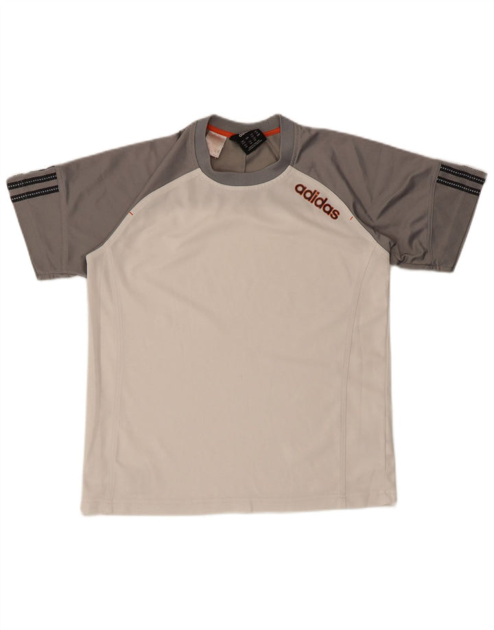 Футболка ADIDAS для мальчиков, топ 13–14 лет, белый полиэстер с цветными блоками