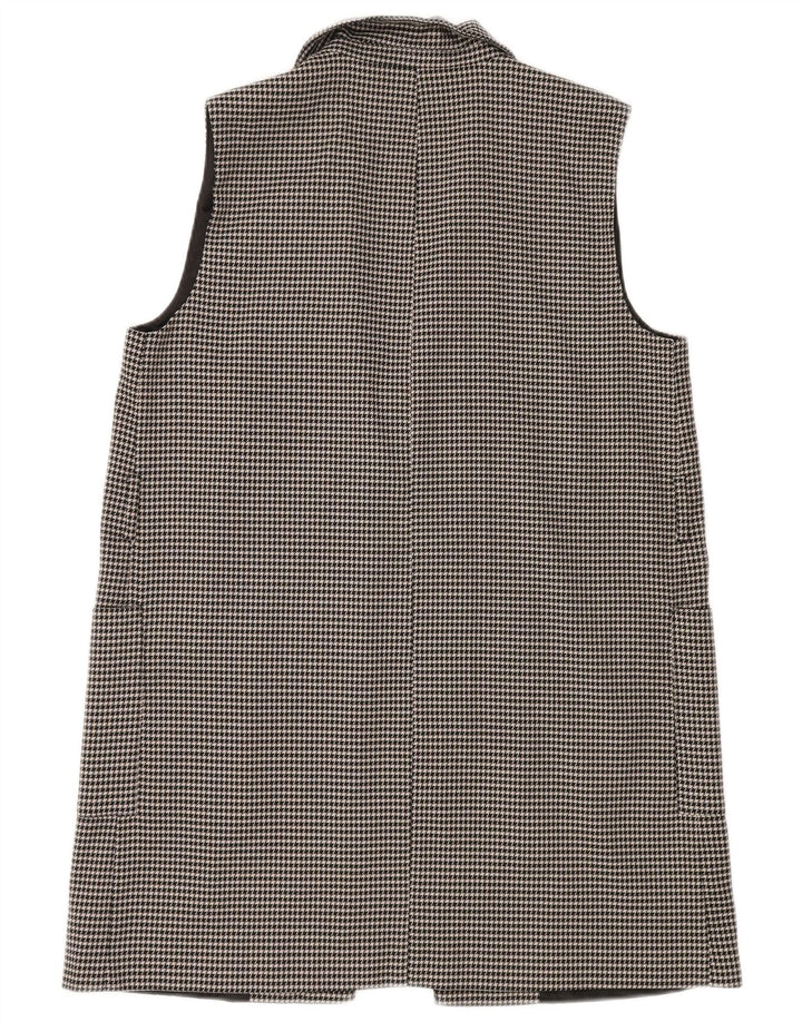 Женский удлиненный открытый пиджак Zara UK 14, средний черный с узором «гусиные лапки»