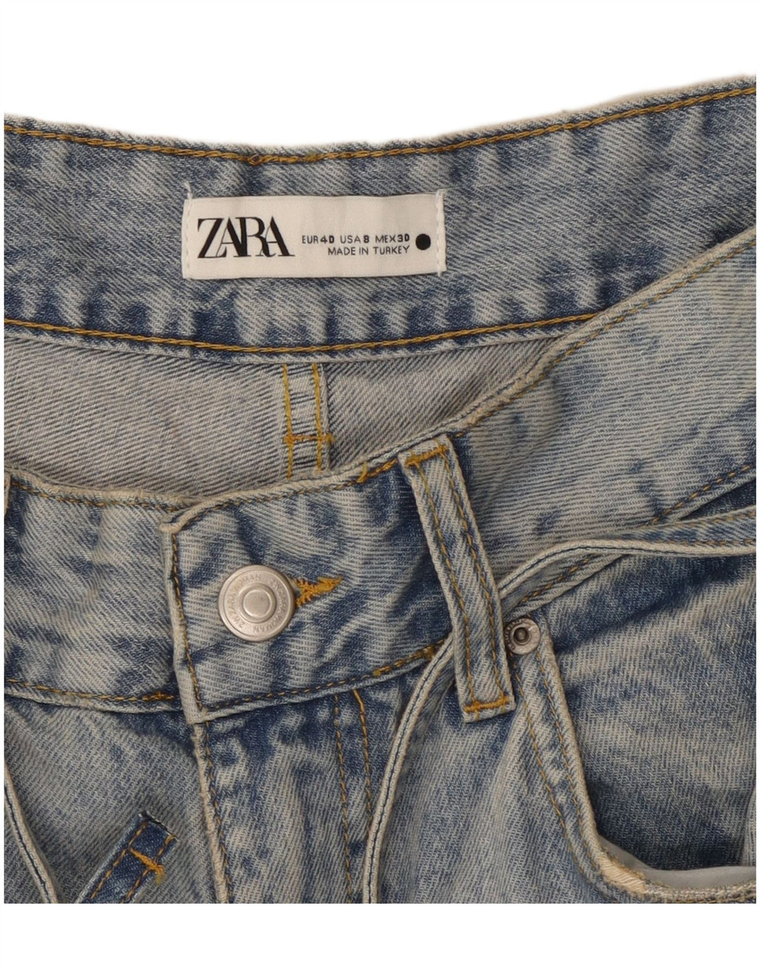 Женские широкие джинсы-капри Zara EU 40, средние W30 L21, синие, хлопок